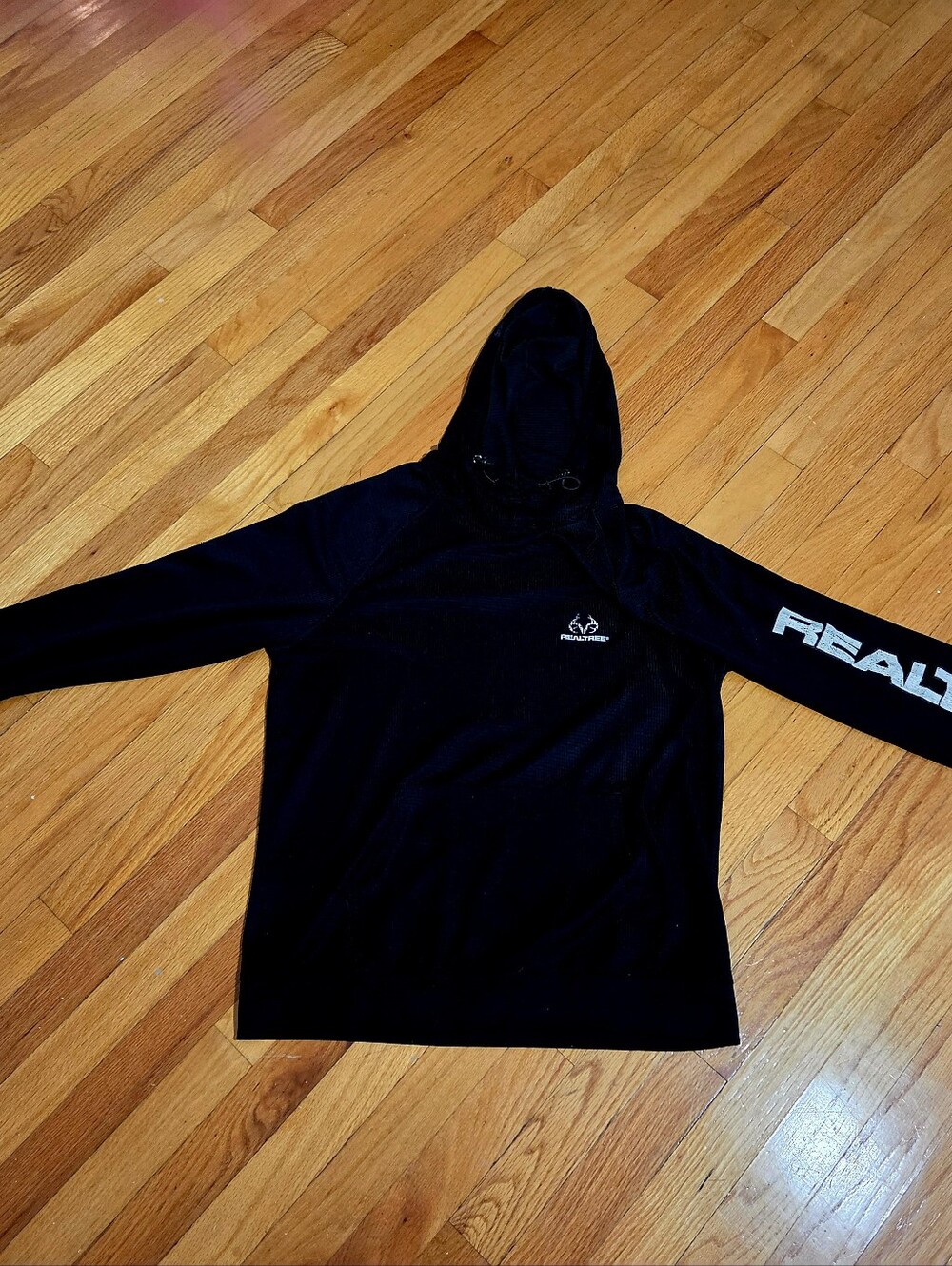 Realtree Men's Black Hooded Pullover with Tonal Logo